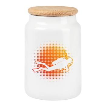 Diving Love clean look for diving - Cookie Jar with Wooden Lid - white - Front
