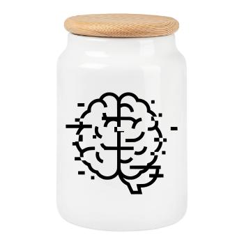 Brain Glitch Headache - Cookie Jar with Wooden Lid - white - Front