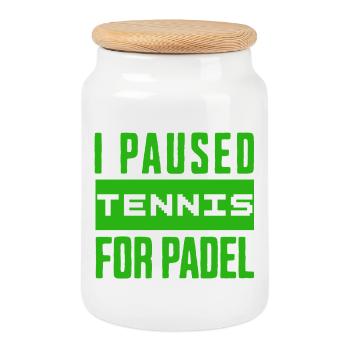 T-shirt de tennis et padel, ou sac pour les gagnants - Boîte à biscuits avec couvercle en bois - blanc - Devant