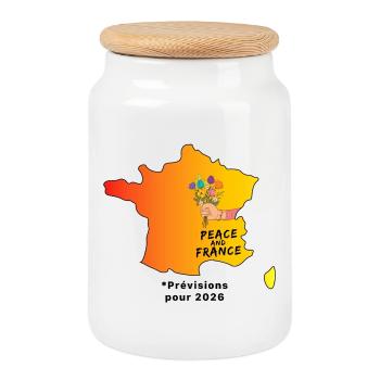 Peace_and_France_contour_meteo - Keksdose mit Holzdeckel - Weiß - Vorne