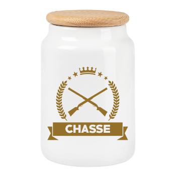 Chasse - Chasseur - Boîte à biscuits avec couvercle en bois - blanc - Devant