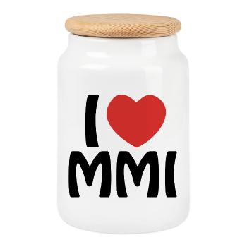 I love MMI - Cookie Jar with Wooden Lid - white - Front