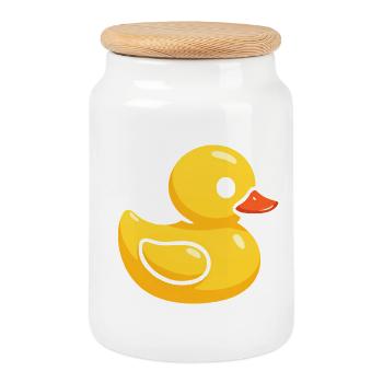 Costume de canard en caoutchouc Canard en caoutchouc Canard en caoutchouc jaune - Boîte à biscuits avec couvercle en bois - blanc - Devant