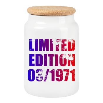 55th Birthday Limited Edition 03/1971 - Cookie Jar with Wooden Lid - white - Front