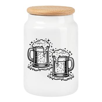 Bierglas Bier Saufen - Keksdose mit Holzdeckel - Weiß - Vorne