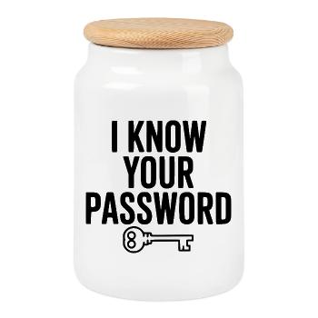 I Know Your Password - Cookie Jar with Wooden Lid - white - Front
