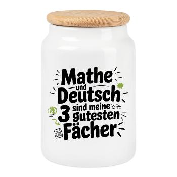  Mathe Und Deutsch Sind Meine 3 Gutesten Fächer - Keksdose mit Holzdeckel - Weiß - Vorne