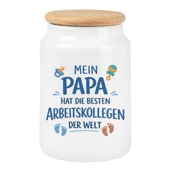 My Dad Has Best Colleagues Baby Gift - Cookie Jar with Wooden Lid - white - Front