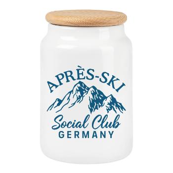 Après Ski Social Club Allemagne Ski - Boîte à biscuits avec couvercle en bois - blanc - Devant