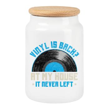 Vinyl Is Back At My House Quote Design - Keksdose mit Holzdeckel - Weiß - Vorne