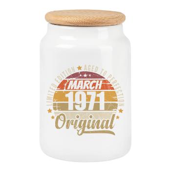 55. 55 Year Anniversary Limited Edition March 1971 - Cookie Jar with Wooden Lid - white - Front
