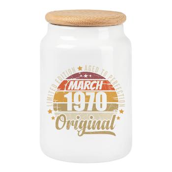 56. Anniversaire 56 Années Série Limitée Mars 1970 - Boîte à biscuits avec couvercle en bois - blanc - Devant