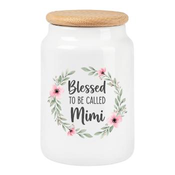 Cadeau de grand-mère heureuse d’être grand-mère - Boîte à biscuits avec couvercle en bois - blanc - Devant