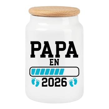 Future dad 2026 birth announcement - Cookie Jar with Wooden Lid - white - Front