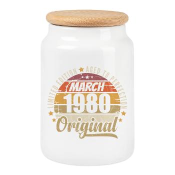 46. Anniversaire 46 Années Série Limitée Mars 1980 - Boîte à biscuits avec couvercle en bois - blanc - Devant
