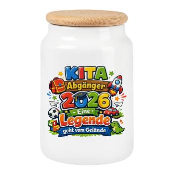 Diplômé de Kita 2026 : Legend quitte le site - Boîte à biscuits avec couvercle en bois - blanc - Devant