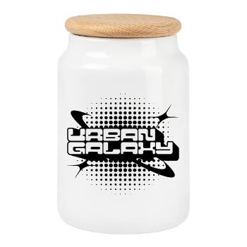 Urban Galaxy Bold Logo - Cookie Jar with Wooden Lid - white - Front