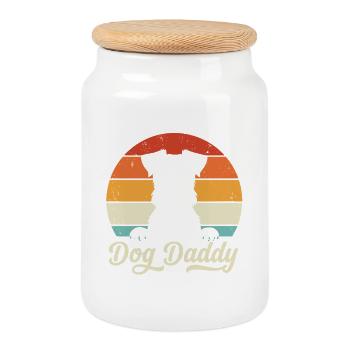 Retro Dog Daddy Vintage Sunset Funny Pet Dad - Cookie Jar with Wooden Lid - white - Front
