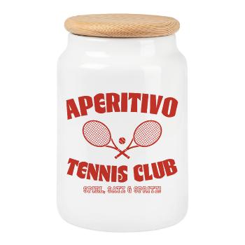 Aperitivo Tennis Club Logo - Cookie Jar with Wooden Lid - white - Front