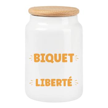 Attention Biquet en Liberté - Boîte à biscuits avec couvercle en bois - blanc - Devant