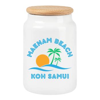 Mae Nam Strand Koh Samui - Keksdose mit Holzdeckel - Weiß - Vorne