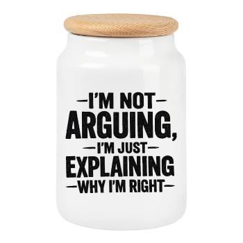 I'm not arguing I'm explaning why I'm right - Cookie Jar with Wooden Lid - white - Front