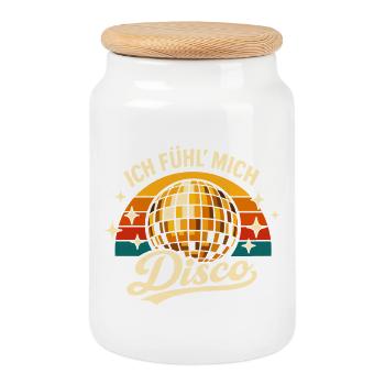 Cadeau des années 70 pour la soirée disco rétro - Boîte à biscuits avec couvercle en bois - blanc - Devant