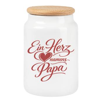 Un cœur nommé papa – cadeau de la fête des pères - Boîte à biscuits avec couvercle en bois - blanc - Devant