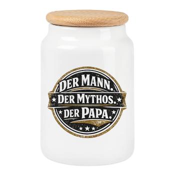Der Mann Der Mythos Der Papa Geschenk - Keksdose mit Holzdeckel - Weiß - Vorne