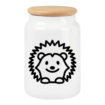 hérisson - Boîte à biscuits avec couvercle en bois - blanc - Devant