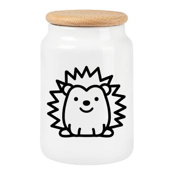 Igel - Keksdose mit Holzdeckel - Weiß - Vorne