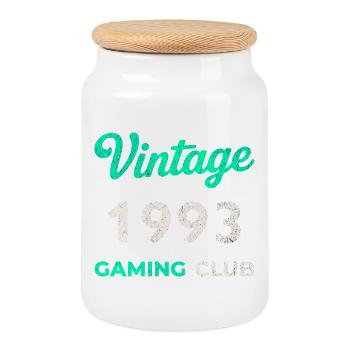 Vintage 1993 – Année de naissance rétro du Gaming Club - Boîte à biscuits avec couvercle en bois - blanc - Devant