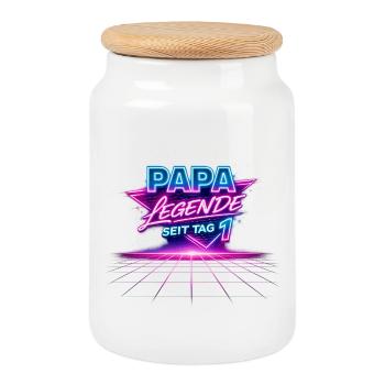 Dad Legend Since Day 1 Retro - Cookie Jar with Wooden Lid - white - Front
