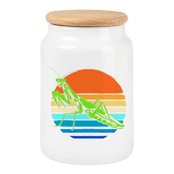 Adoratrice Mantis Mantis - Boîte à biscuits avec couvercle en bois - blanc - Devant