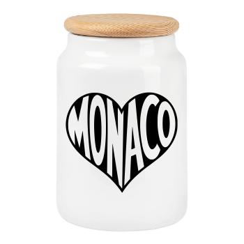 Monaco in the heart - Cookie Jar with Wooden Lid - white - Front