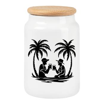 Silhouette des fêtes - Boîte à biscuits avec couvercle en bois - blanc - Devant