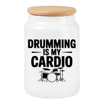 Drumming is My Cardio - Cookie Jar with Wooden Lid - white - Front
