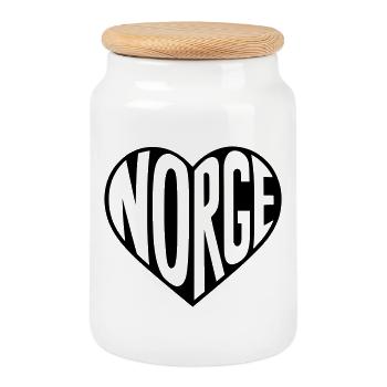 La Norvège, la Norvège au fond - Boîte à biscuits avec couvercle en bois - blanc - Devant