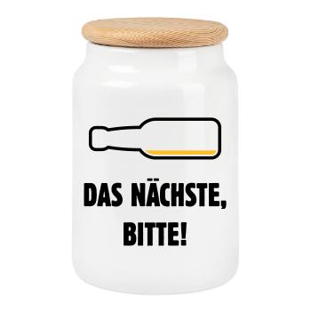 Das Nächste, Bitte! (Bier / Bierchen / POS 2C) - Keksdose mit Holzdeckel - Weiß - Vorne