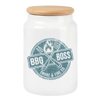 BBQ Griller Hoodie, Bag, T-shirt Gift - Cookie Jar with Wooden Lid - white - Front
