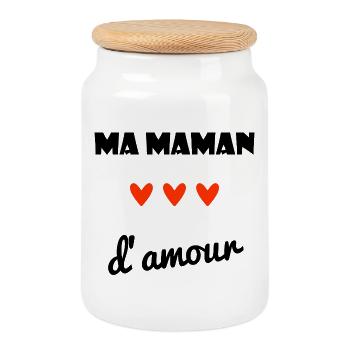 MAMAN. FÊTE DES MÈRES. COEUR. FÊTE. BONNE FÊTE - Boîte à biscuits avec couvercle en bois - blanc - Devant