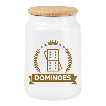 Dominos Prestige : Blason d'Or Lauréat - Boîte à biscuits avec couvercle en bois - blanc - Devant