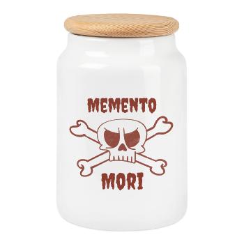 Memento Mori (You Are Not Forever) - Cookie Jar with Wooden Lid - white - Front
