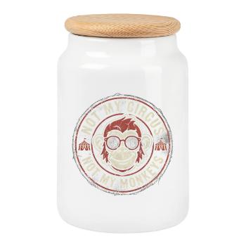 Nicht mein Zirkus, nicht meine Affen - Keksdose mit Holzdeckel - Weiß - Vorne