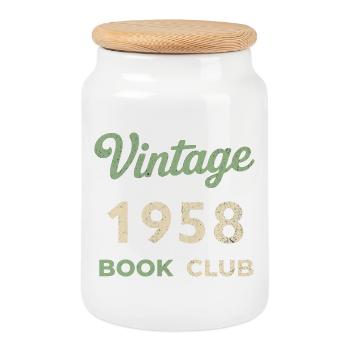 Vintage 1958 Book Club Retro Geburtsjahr Geschenk - Keksdose mit Holzdeckel - Weiß - Vorne
