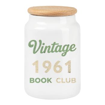 Vintage 1961 Book Club Retro Geburtsjahr Geschenk - Keksdose mit Holzdeckel - Weiß - Vorne