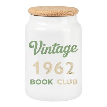 Vintage 1962 Book Club Retro Geburtsjahr Geschenk - Keksdose mit Holzdeckel - Weiß - Vorne
