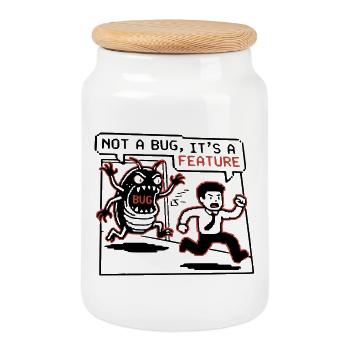 T-shirt drôle de développeur, pas un insecte, tasse à capuche - Boîte à biscuits avec couvercle en bois - blanc - Devant
