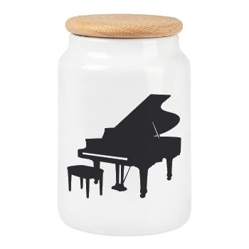 Pianosilhouette – Art du piano silencieux - Boîte à biscuits avec couvercle en bois - blanc - Devant