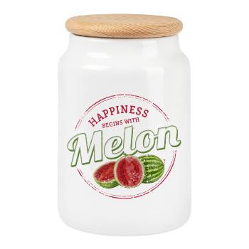 Snack de pastèque Vintage Fruit Retro Melon - Boîte à biscuits avec couvercle en bois - blanc - Devant